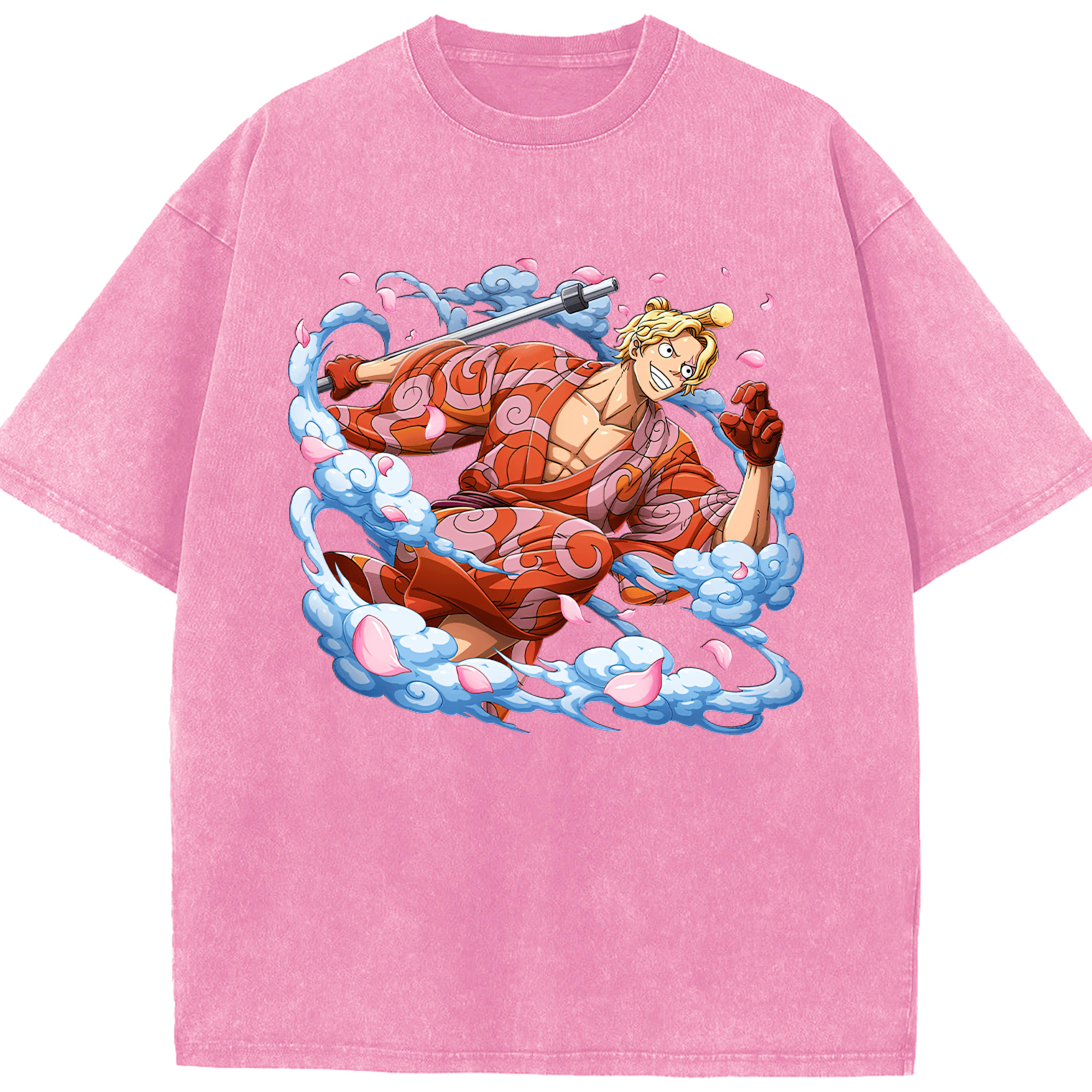 （画像用） ワンピース サンジ ONE PIECE Sanji 綿100% ヴィンテージ風 半袖Tシャツ（フロントプリント）